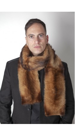 Polecat fitchew fur stole-scarf, dark brown